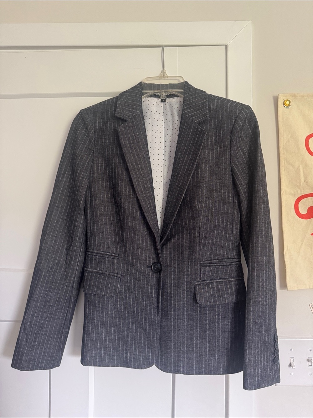 Express Charcoal Pinstripe Single-Button Suit Jacket